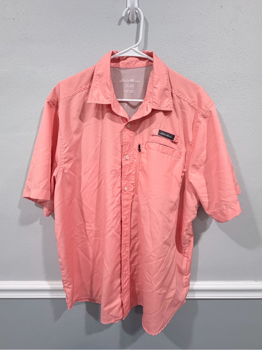 Eddie Bauer Shirt Mens Salmon Vented Short Sleeve Fishing Outdoor Shirt XL